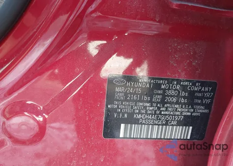 2016 Hyundai Elantra Se из США, поврежденный, VIN KMHDH4AE7GU501977